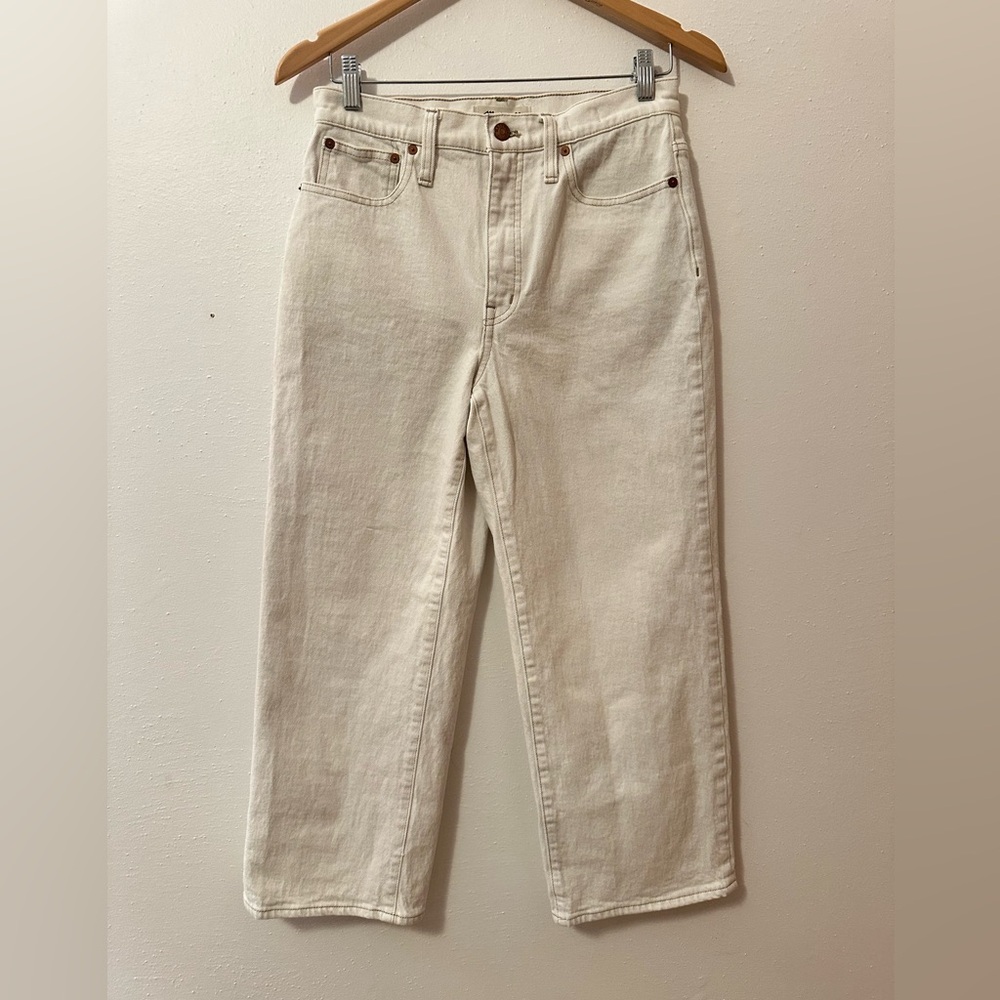 Madewell Women’s Slim Wide-Leg Crop Jeans in Stone Wash Size 27 99% Cotton